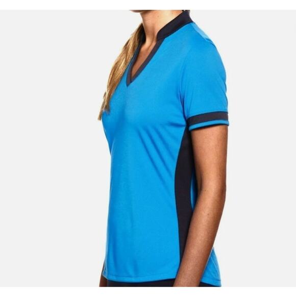 Callaway Women's Color Block Blue Sea Star Collar Golf Polo Opti-Dri Size L NWT - Picture 3 of 12